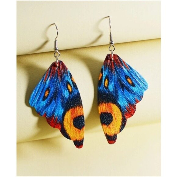 Boho Vibrant Butterfly Drop Earrings - Picture 2 of 5